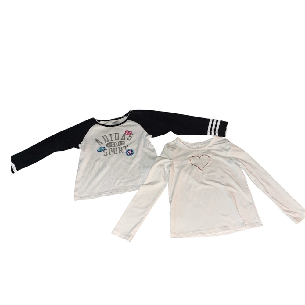 🌞 Adidas Kids Black and White Long Sleeve Tees